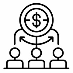 Business funding outline icon on white background