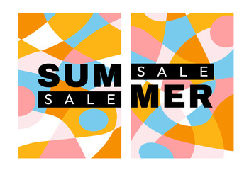 Abstract bright and colorful posters for season summer sale. Vector modern design for promotion, cover, card, invitation, discount