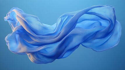 A vibrant blue cloth floating gently as if caught in a soft breeze. 