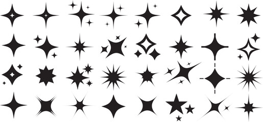 High-quality collection of luminous twinkle icons and glow accents in black and multicolor formats, perfect for festive or magical designs.

