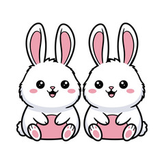 Kawaii Bunnies Smiling With Joy