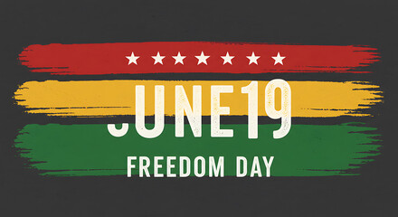 Juneteenth Freedom Day Graphic Illustration with Pan-African Colors and Stars