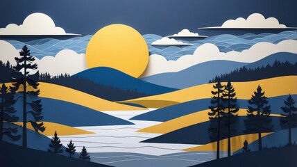 Beautiful Paper Layered Landscape Art and Desig, National Day of Sweden 