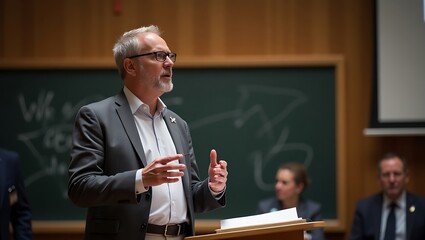 Engaging presentation by a speaker at conference or educational event