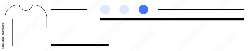 Aufkleber shirt outline with horizontal lines suggesting text, dotted selection bar with highlighted option, c