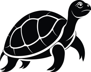 turtle silhouette, domed shell, slow walk
