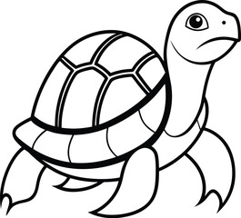  turtle silhouette, domed shell, slow walk
