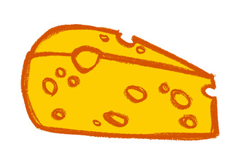 Cheese Crayon Chalk Drawing PNG Transparent