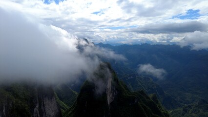 Magnificent scenery of mountains, rivers, clouds and seas