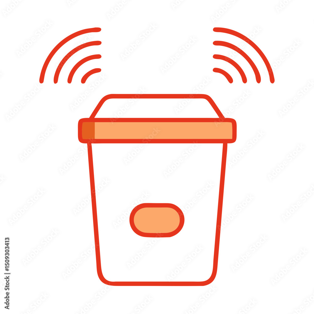 Poster smart trash bin icon design with signal waves. modern smart trash can illustration for app design or