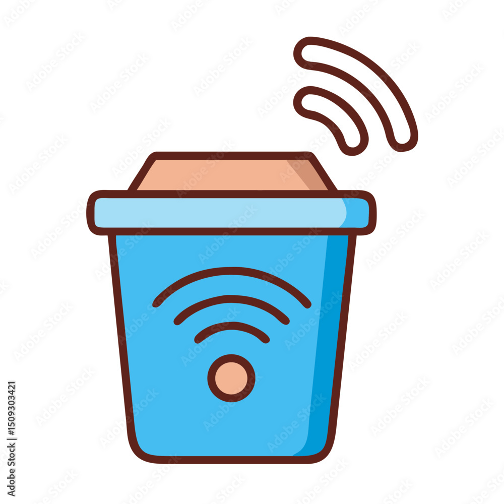 Poster smart trash bin with wireless connection for waste management system. smart bin design for modern ci