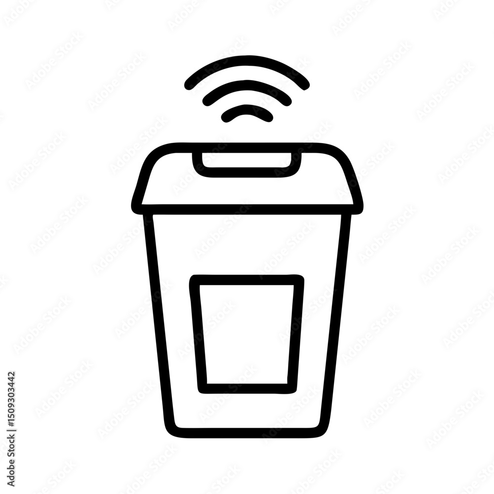 Aufkleber smart trash bin with wireless connection. modern smart trash can design for waste management system.