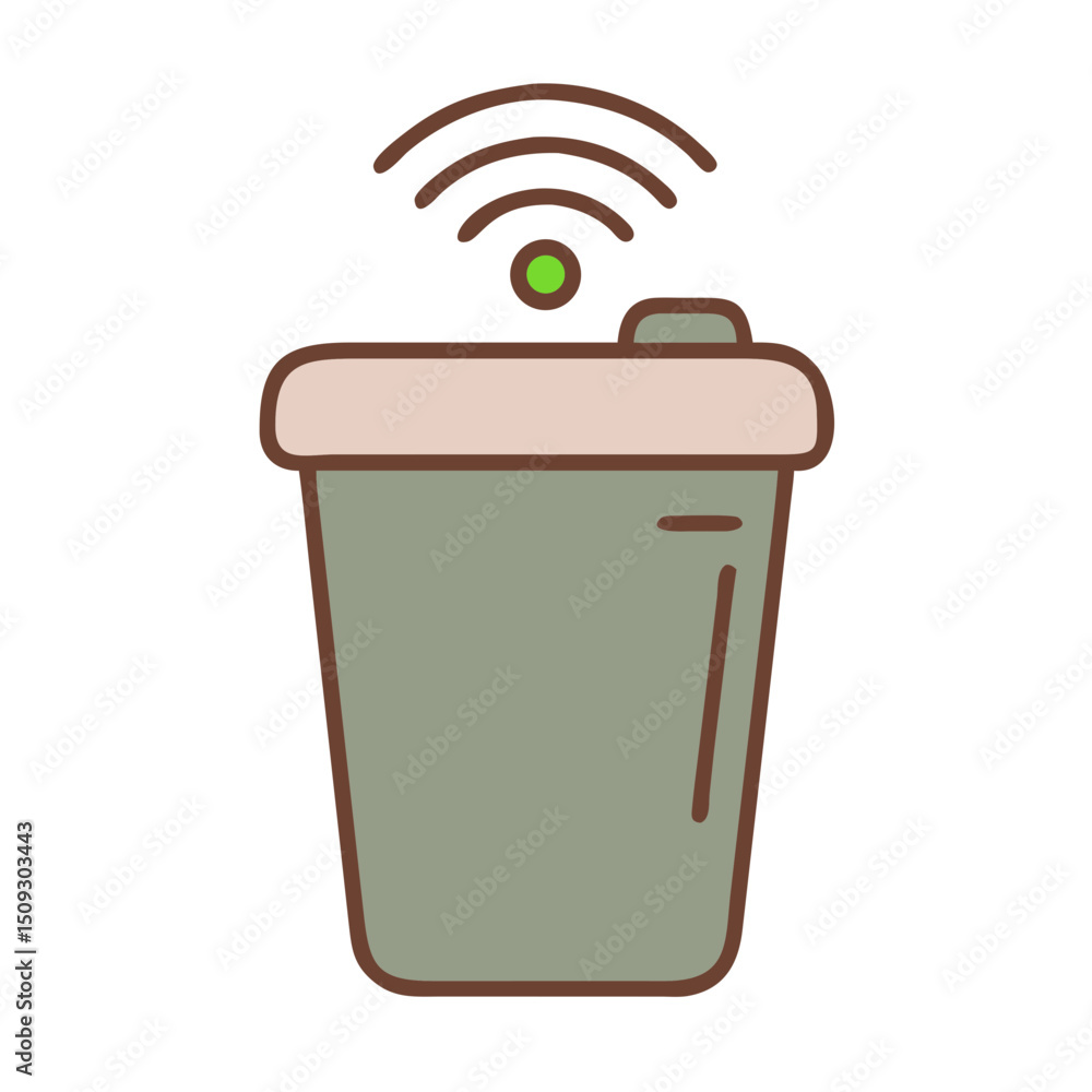Poster smart trash can with wifi sensor. modern smart trash bin design for waste management system. smart t
