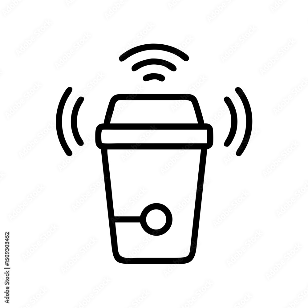 Poster smart trash can icon design. modern smart trash can illustration for waste management app. smart tra