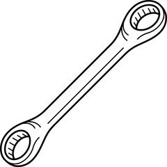 Professional automotive striking face box wrench with heavy handle for stuck bolts. Slugger wrench designed for hammer impact to release stubborn nuts and bolts. Vector outline icon.