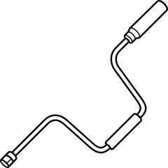 Professional automotive speed handle with S-curve design for rapid socket operation. Essential hand tool for quick bolt and nut installation in car repair and workshop. Vector outline icon.