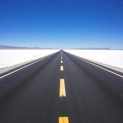 Straight flat asphalt road. Highway in the desert