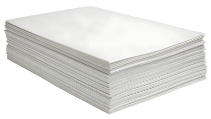 Stack of Blank White Paper Sheets, Isolated on a Transparent Background