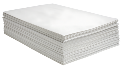 Stack of Blank White Paper Sheets, Isolated on a Transparent Background