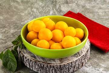 Ripe sweet juicy yellow plum