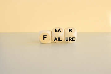 Fear of failure symbol. Turned wooden cubes and changes the word 'failure' to 'fear'. Beautiful...