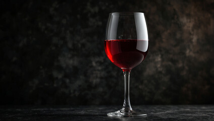 Naklejka premium Glass of red wine with bottle on dark background. 3d rendering. Created using generative AI tools