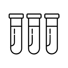 Red-liquid filled laboratory test tubes with a paper clip icon symbolize medical science research and chemical experiments