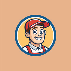Man in Cap Icon Badge Emblem: An emblem featuring a man wearing a cap, perfect for sports teams and Esports organizations.