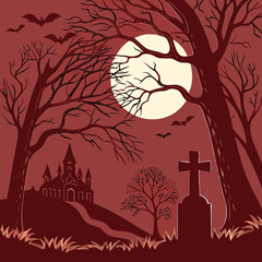 Purple Cemetery halloween background banner