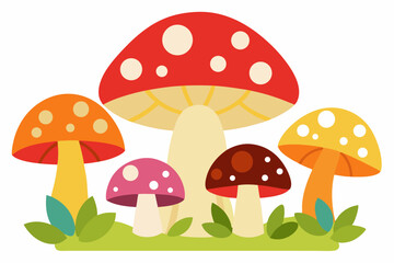 mushrooms in the grass