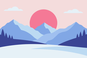 winter landscape with mountains