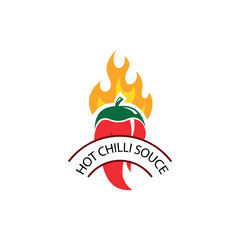 hot chili sauce logo design vector