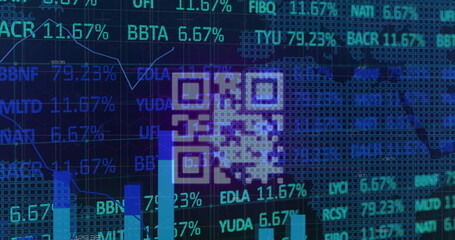 Image of financial data processing over dark background
