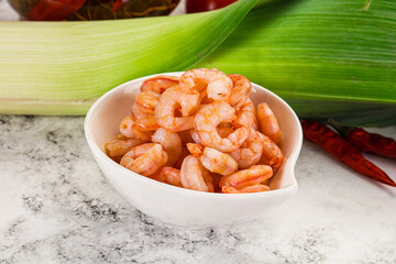 Shrimps cocktail in the bowl