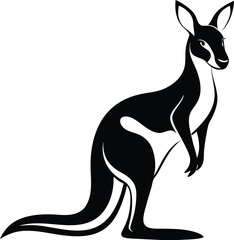  kangaroo silhouette, jumping pose, wild tail
