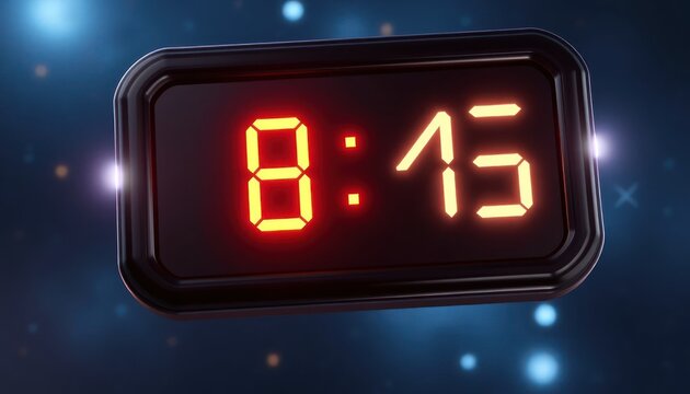 Illuminated Eight Fifteen Display on Dark Background with Bright Details