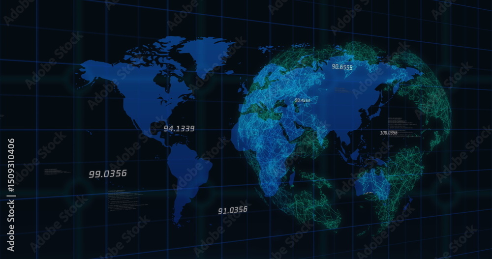 Poster image of globe over data processing and grid