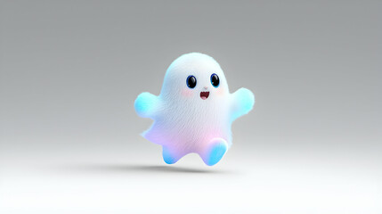 Cute Fluffy Pastel Ghost Character 3D Render
