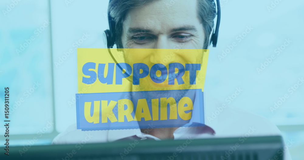 Poster image of binary coding over caucasian male doctor with credit