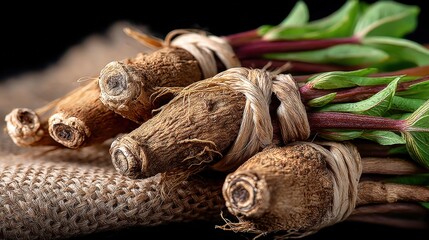 Unique twisted structure of Angelica sinensis root showcasing female health benefits