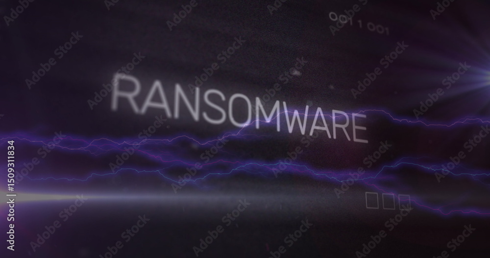 Poster image of data processing over ransomware text