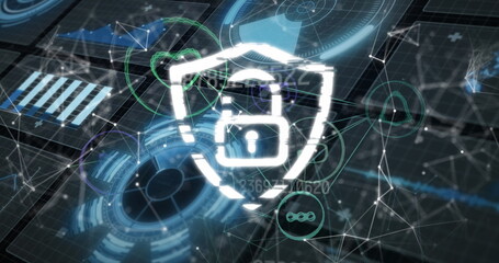 Image of globe of network of connections over data processing
