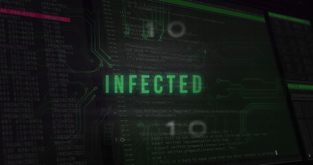Infected text and microprocessor connections against digital interface with data processing