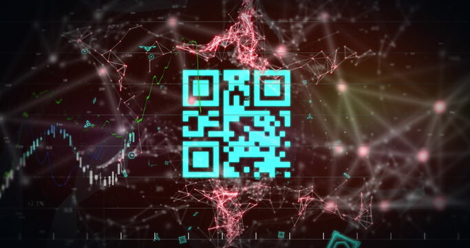 Image of level up text over network of connections on black background - Powered by Adobe