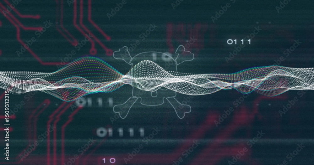 Poster image of data processing over shapes and skull
