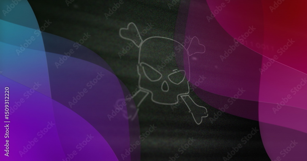Poster image of data processing over shapes and skull