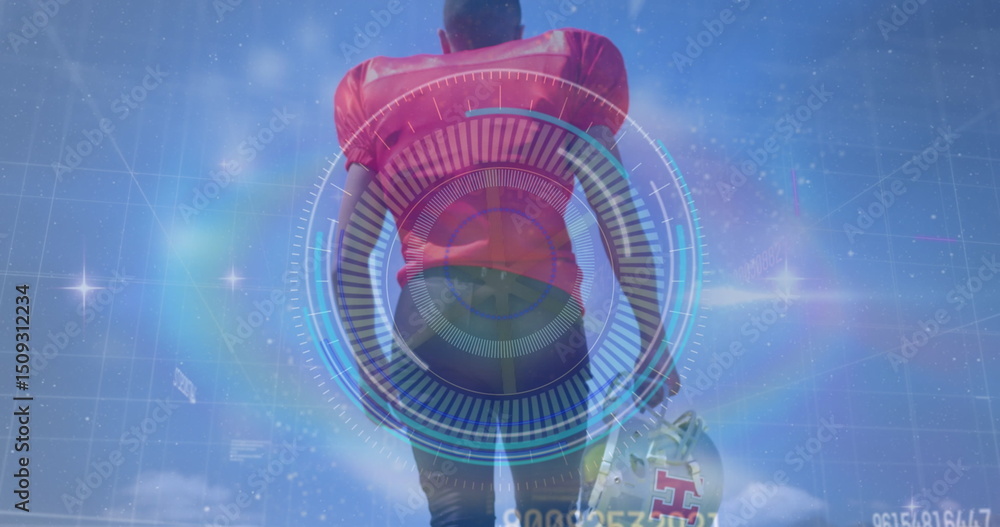 Poster image of scope scanning over data processing on green background