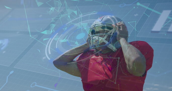 Image of digital interface over american football player - Powered by Adobe