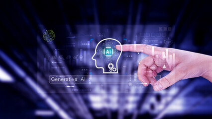 AI generative concept, using technology generative AI for working tools. Chat with AI, using technology smart robot AI, artificial intelligence to generate something. LLMs