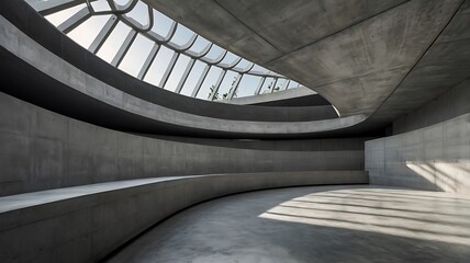 Fototapeta premium Architectural composition featuring an elegant concrete interior space with skylight